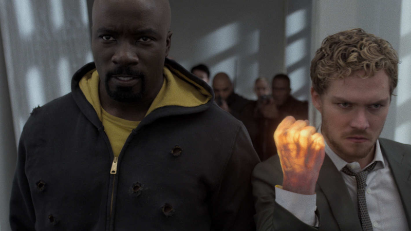 Luke Cage (Mike Colter) seen tolerating the existence of Danny Rand (Finn Jones), the Iron Fist.